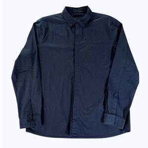 Lululemon Mens Move Button Down Shirt XL Navy Work Casual Hidden Button